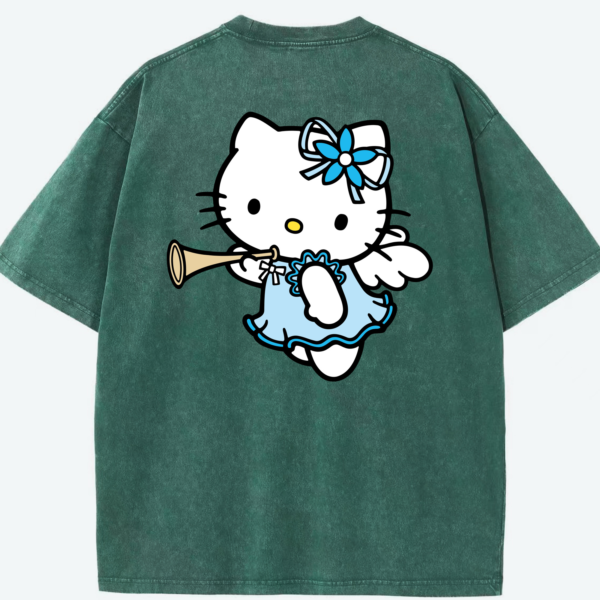 （画像用） Hello Kitty ハローキティ 綿100% ヴィンテージ風 半袖Tシャツ（背面プリント）